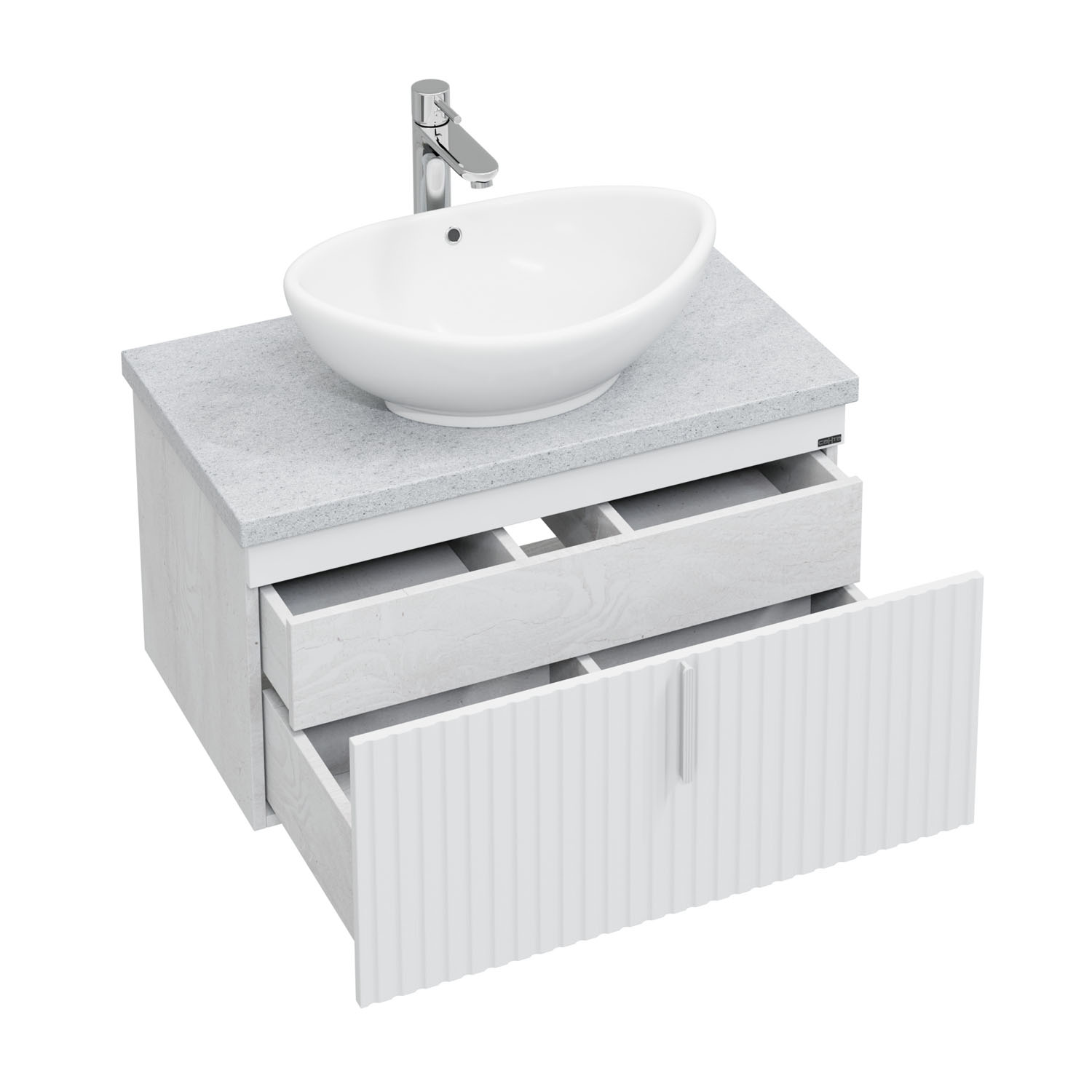 Тумба под раковину Санта Юпитер 80, цвет белый / беленое дерево - фото 1