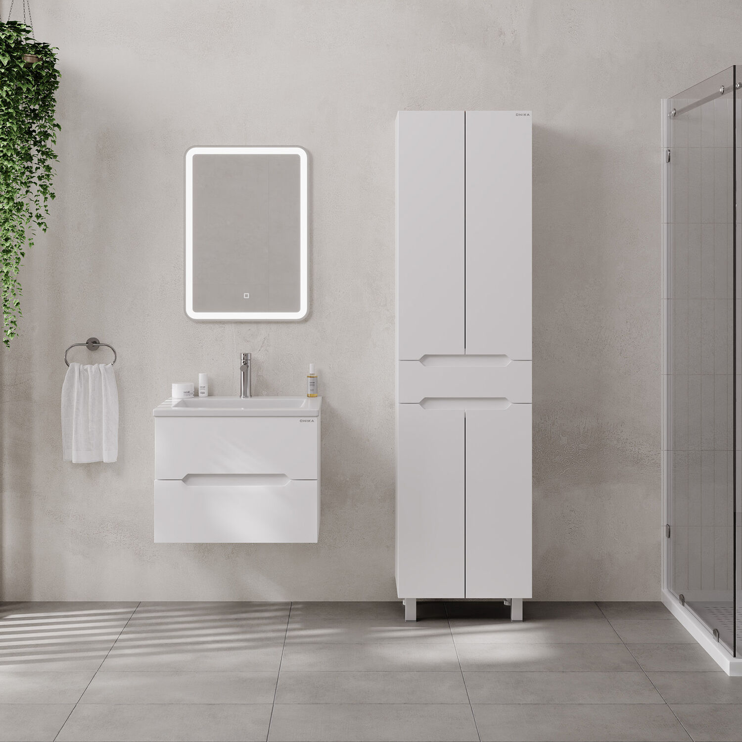 Шкаф-пенал Оника Айленд 50 напольный, цвет белый - фото 1