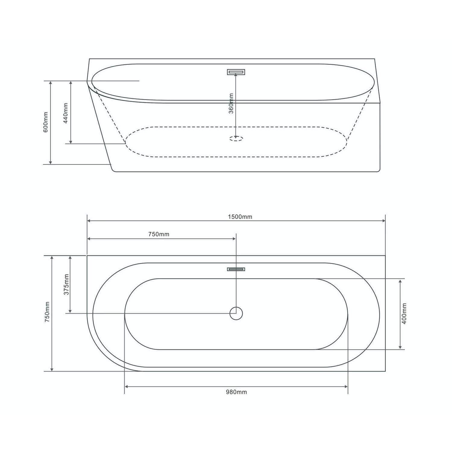 Ванна Grossman Cristal GR-2205FL 75х150, левая, цвет белый глянцевый - фото 1