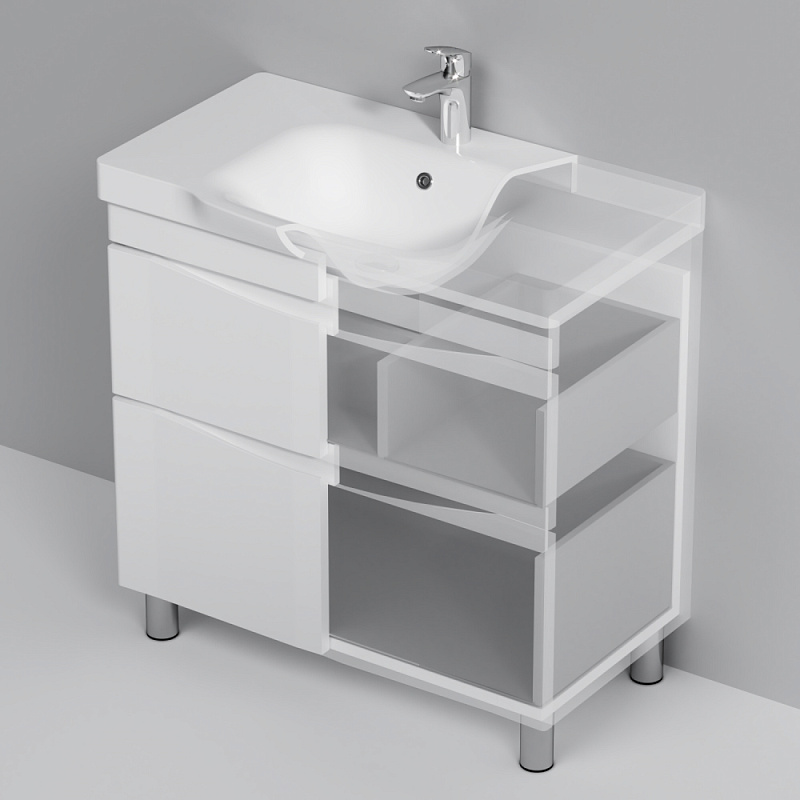 Тумба под раковину AM.PM Like 80 подвесная, цвет белый глянец - фото 1