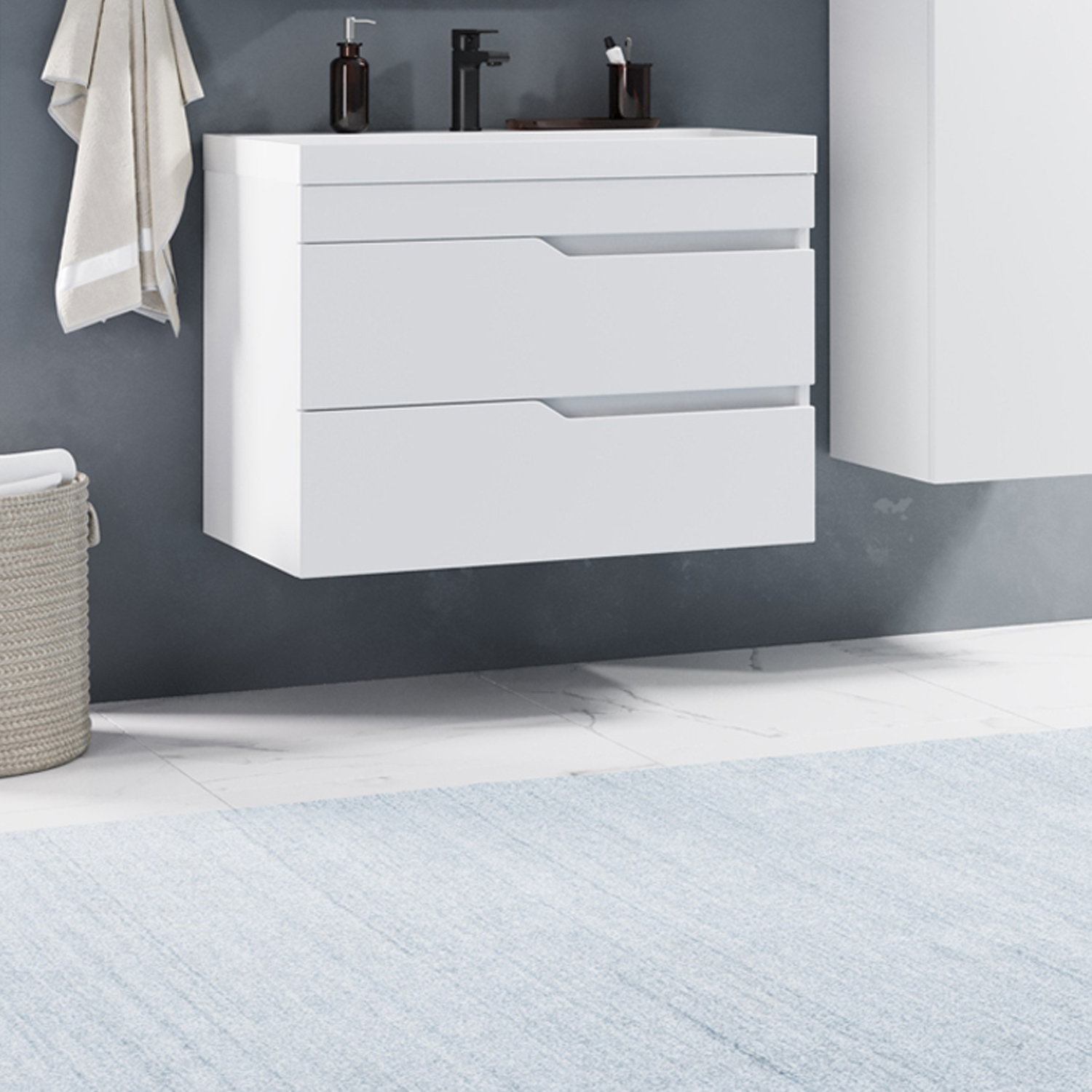 Тумба под раковину Corozo Теона 80, подвесная, цвет белый