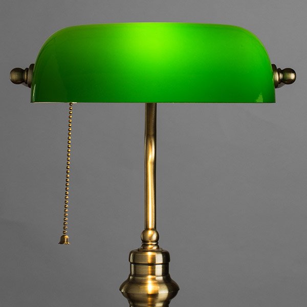 Интерьерная настольная лампа Arte Lamp Banker A2492LT-1AB, арматура бронза, плафон стекло зеленое, 27х26 см