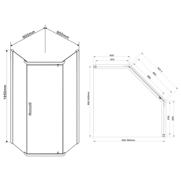 Душевой уголок Vincea Stresa VSP-1S 90x90, стекло прозрачное, профиль хром