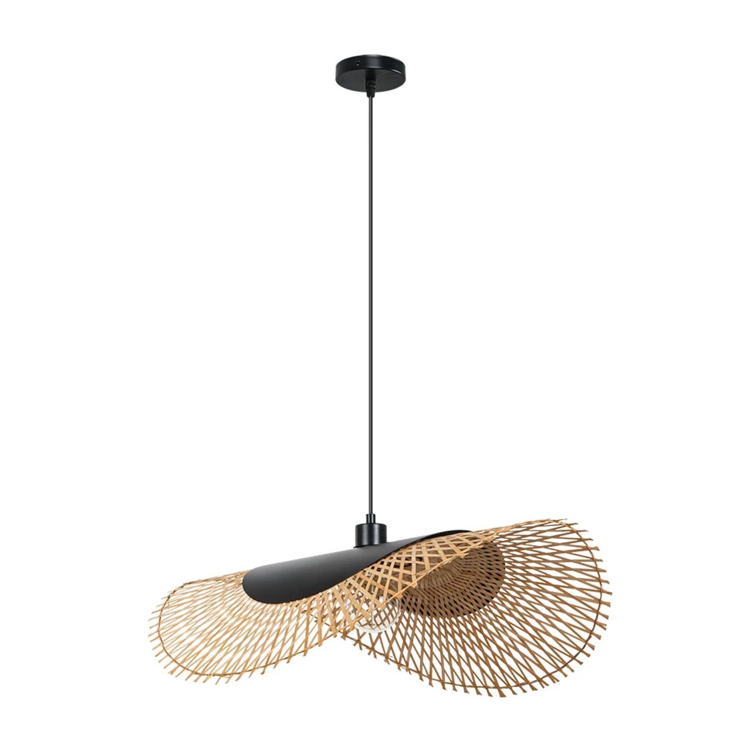 Подвесной светильник Arte Lamp Woodstock A7063SP-1BK, арматура черный, плафон металл / дерево бежевый