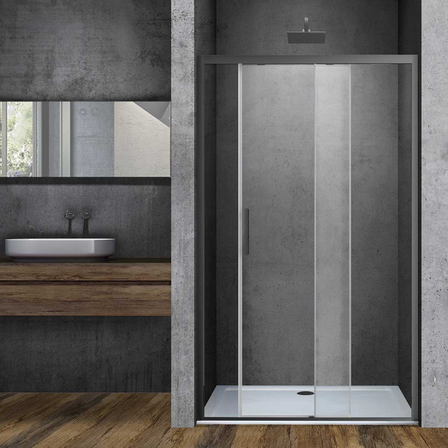 Душевая дверь Vincea Soft VDS-3SO 140x195, стекло прозрачное, профиль вороненая сталь