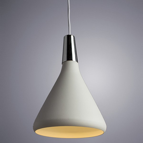 Подвесной светильник Arte Lamp Ciclone A9154SP-1WH, арматура белая / хром, плафон металл белый, 18х18 см
