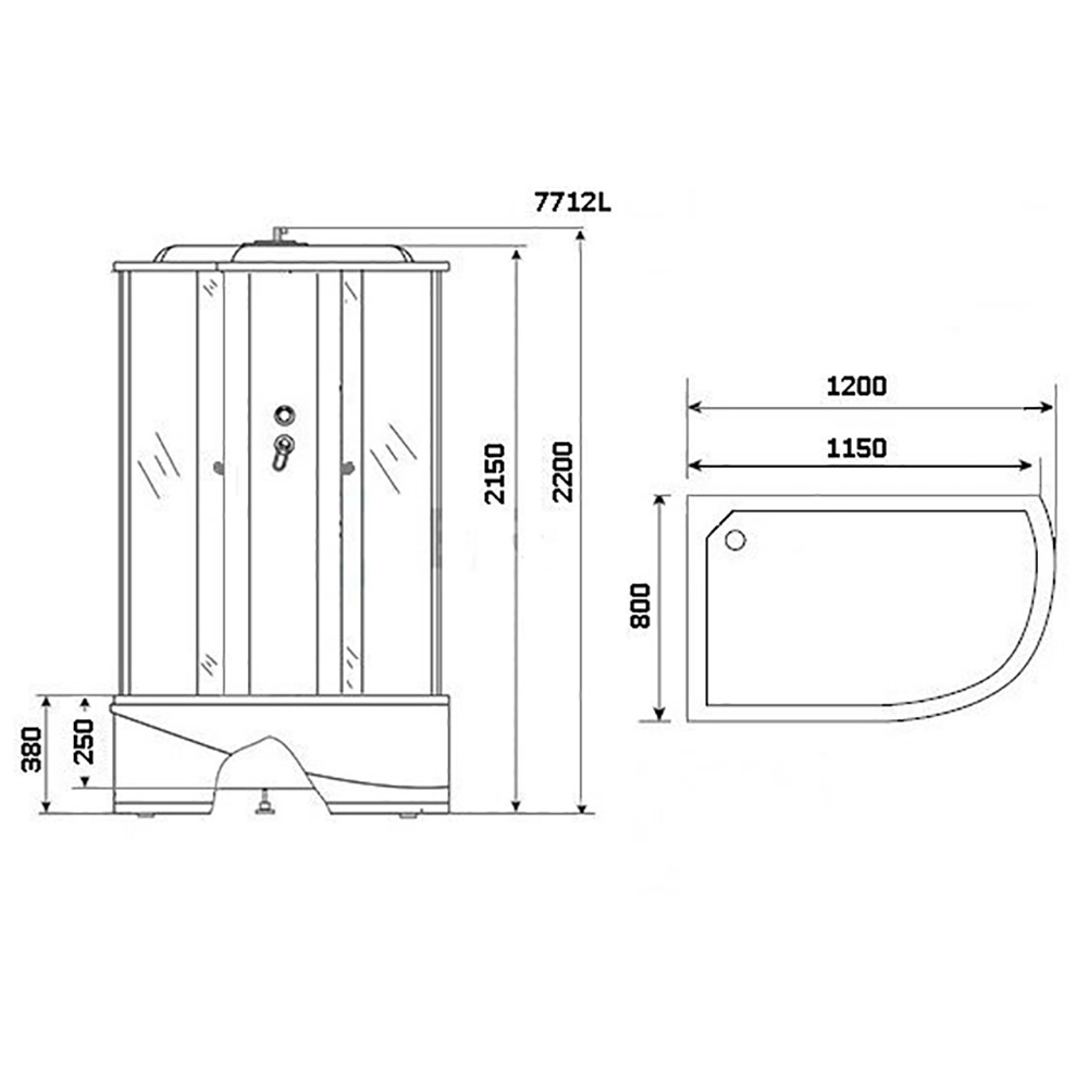 Душевая кабина Niagara Luxe NG-7712G L 120x80, левая, стекло прозрачное, профиль золото, с крышей, с гидромассажем, с пультом управления - фото 1