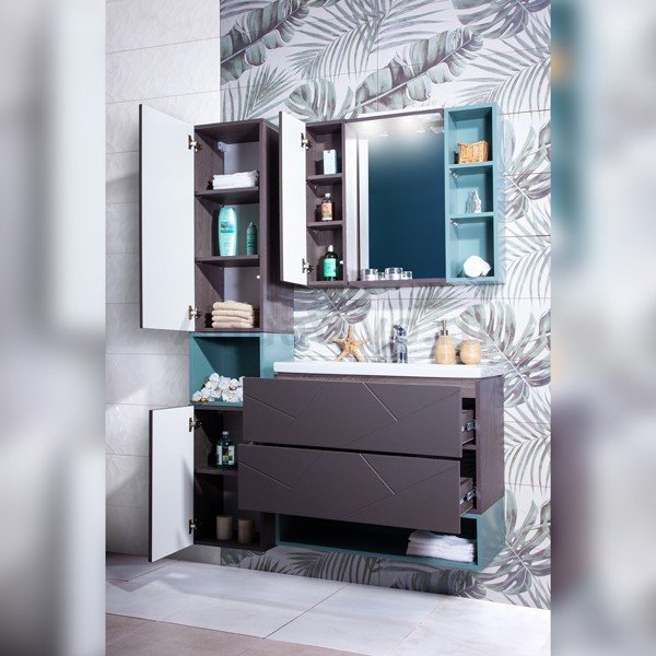 Мебель для ванной Бриклаер Кристалл 80, цвет ясень анкор темный / софт графит