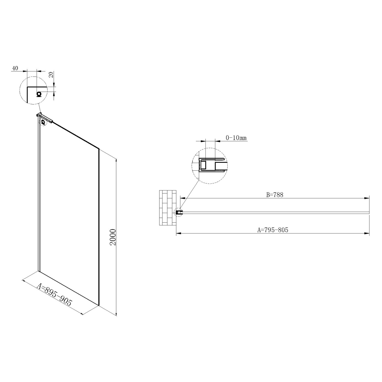 Душевая перегородка Vincea Walk-In VSW-7HA 80x200, стекло прозрачное, профиль хром - фото 1