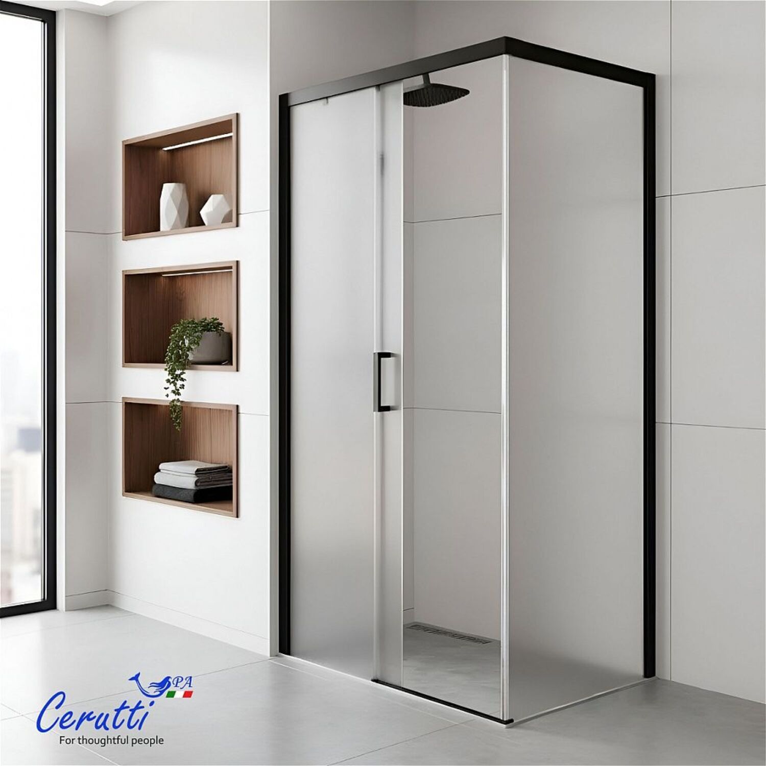 Душевой уголок Ceruttispa Vito 110BF L 80x110, левый, стекло матовое, профиль черный матовый
