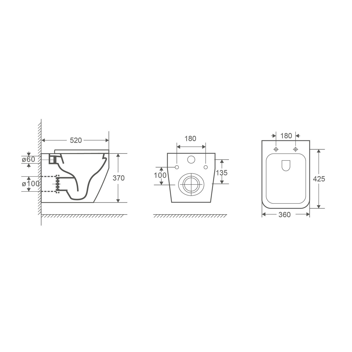 Унитаз Grossman Tornado GR-4410 SQ подвесной, безободковый, смыв Торнадо, с сиденьем микролифт, цвет белый глянцевый - фото 1