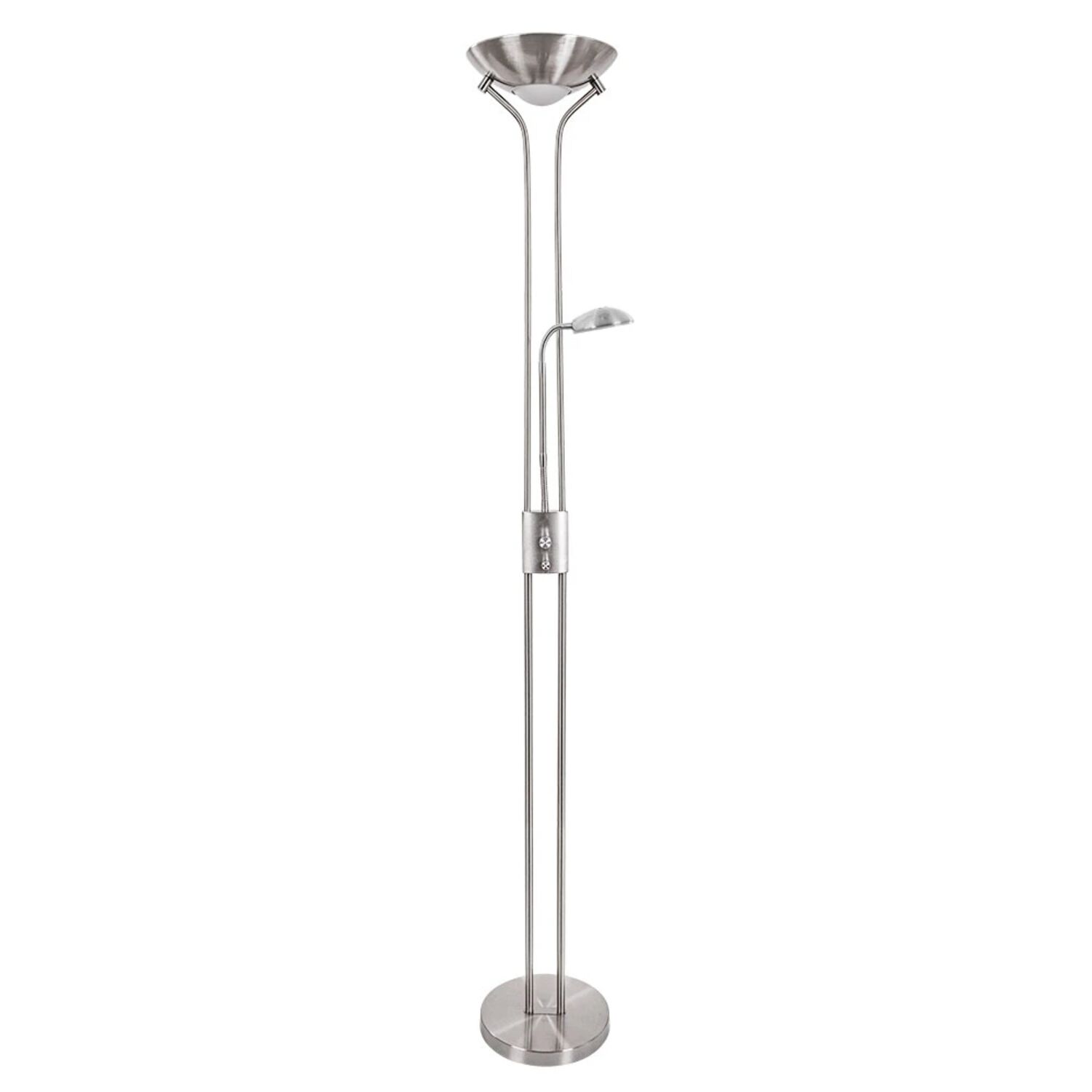 Торшер Arte Lamp Duetto A4329PN-2SS, арматура матовое серебро, плафон стекло белое