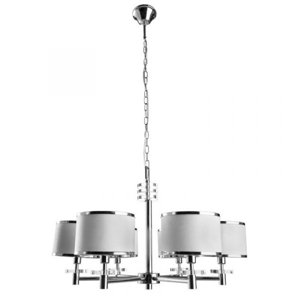 Подвесная люстра Arte Lamp Furore A3990LM-6CC, арматура хром, плафоны ткань белая, 70х70 см