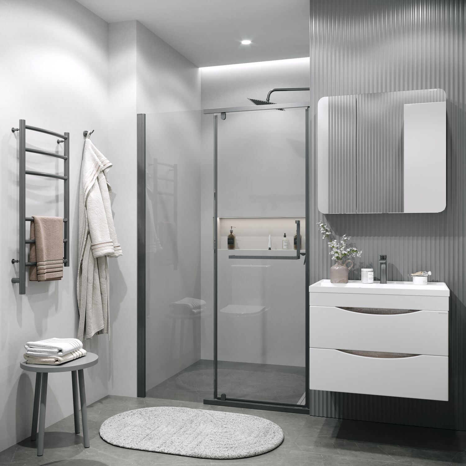 Душевая дверь Grossman Pragma 100.K33.03.120.42.00 120х195, стекло прозрачное, профиль графит сатин - фото 1