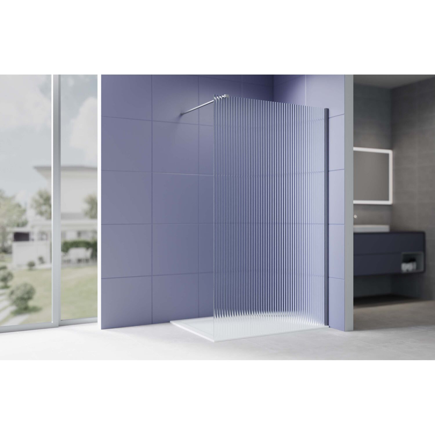 Перегородка для душа Акватек AQ.WI.140.2GM 140x200, стекло рифленое, профиль оружейная сталь