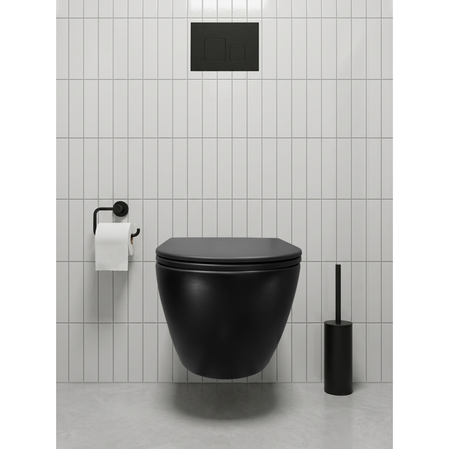 Унитаз Joki Stella Black JK1111019MB подвесной, безободковый, с сиденьем микролифт, цвет черный - фото 1