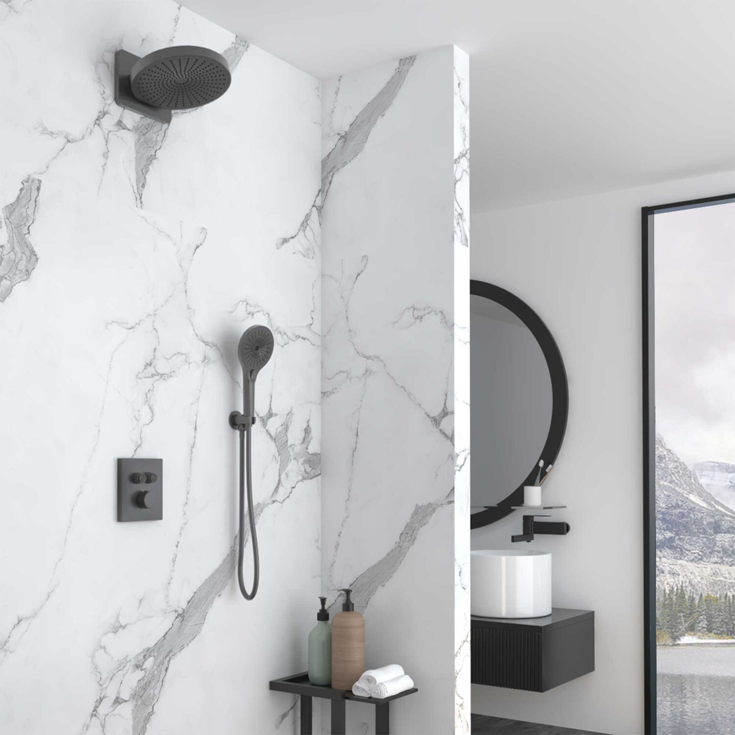 Душевой комплект Vincea Inspire VSFW-3I21MT1GM, встраиваемый, цвет вороненая сталь - фото 1