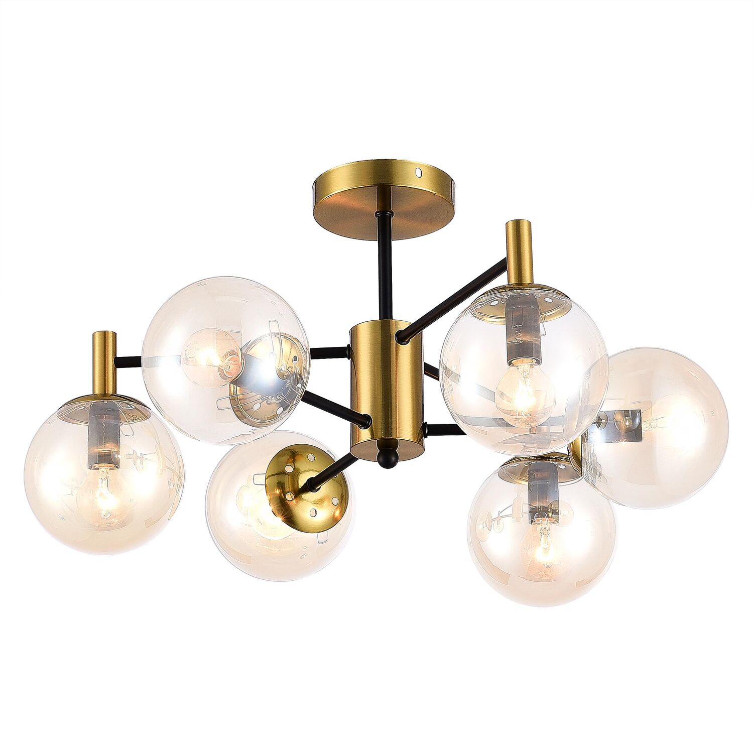 Потолочная люстра Citilux Шарлиз CL143163, арматура черная / бронза, плафоны стекло прозрачное