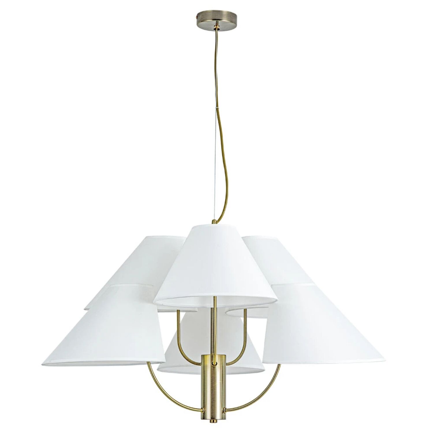 Подвесная люстра Arte Lamp Rondo A4086LM-6AB, арматура античная бронза, плафон ткань белая