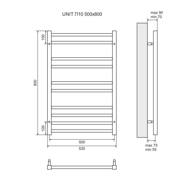 Полотенцесушитель Lemark Unit П10 50x80 водяной, цвет черный - фото 1