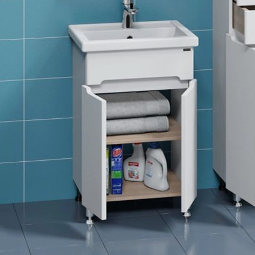 Тумба под раковину Санта Лондон 50 напольная, с дверцами, цвет белый - фото 1