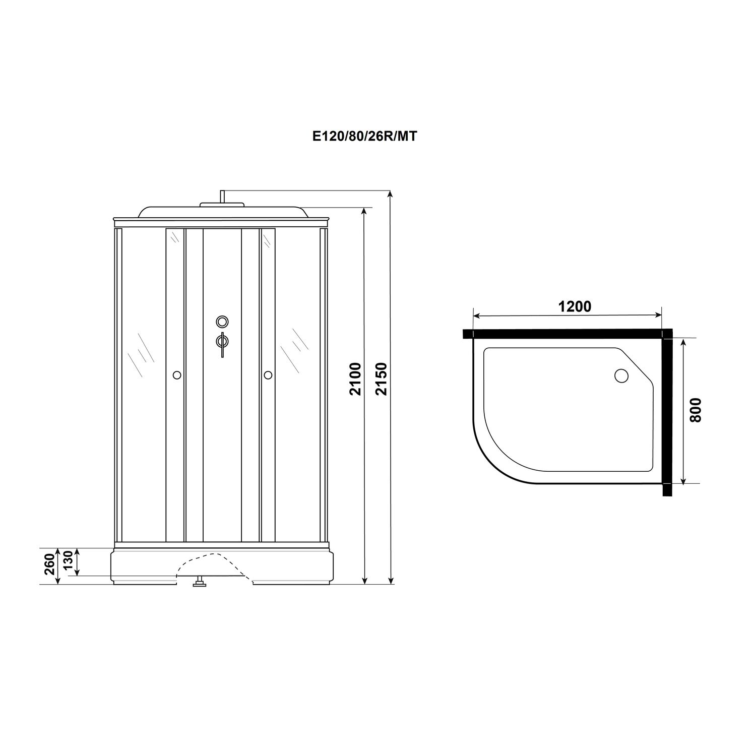 Душевая кабина Niagara Eco E120/80/26R/MT 120х80, правая, стекло матовое, профиль хром матовый - фото 1