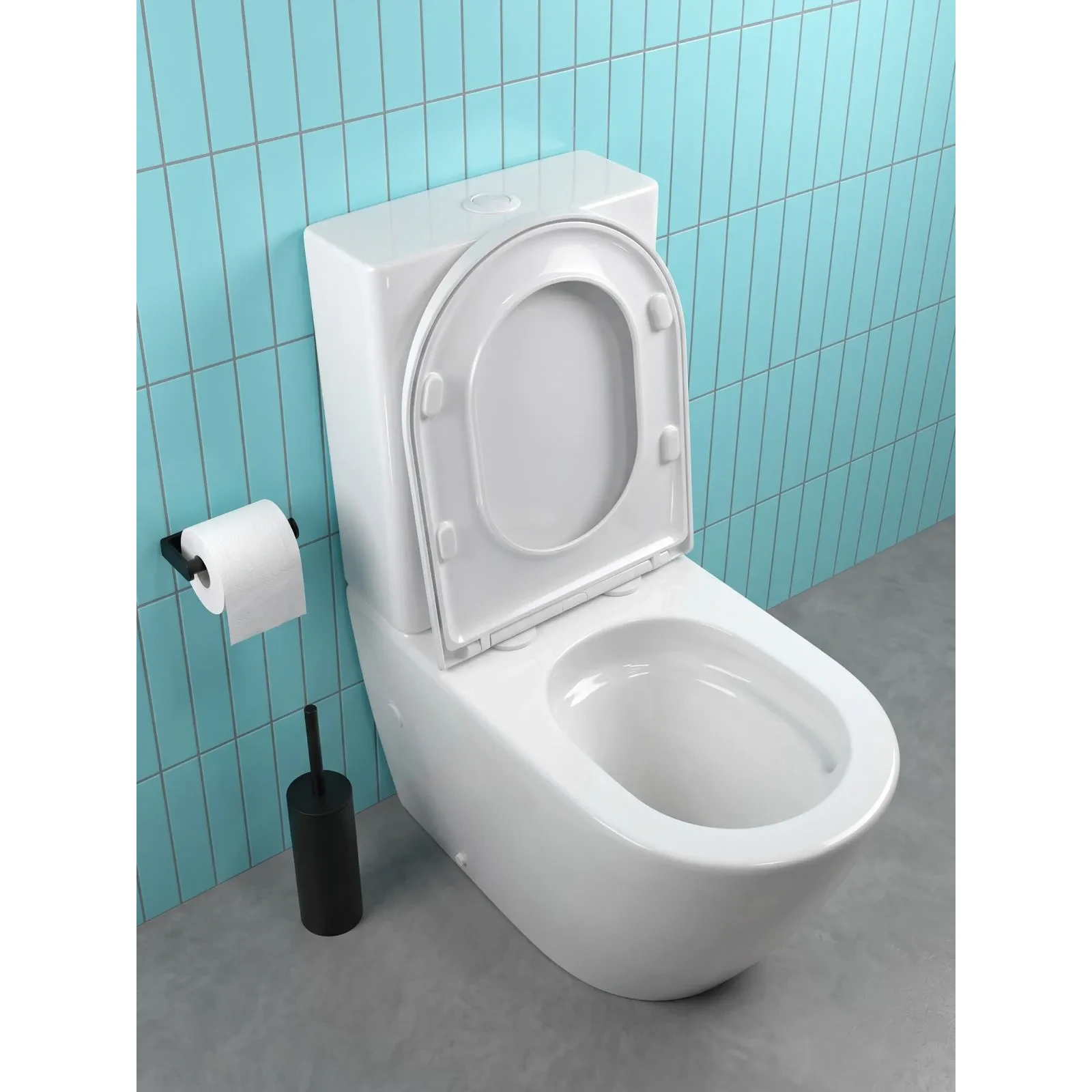 Унитаз Joki ЭЛИТА T JK60862001 напольный с безободковой чашей, смыв ТОРНАДО, с сиденьем микролифт, цвет белый глянец
