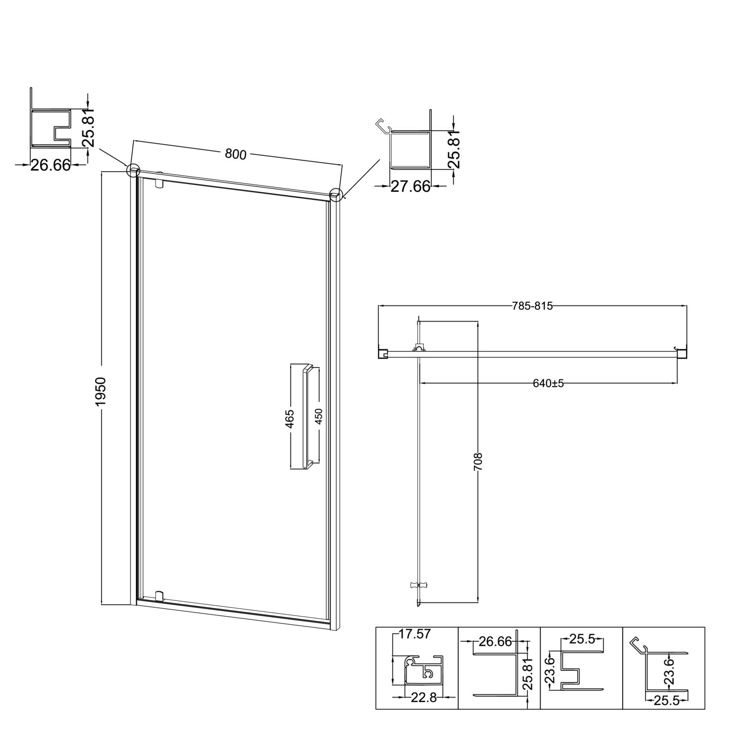 Душевая дверь Niagara Nova NG-85-8AB 80x195, стекло прозрачное, профиль черный матовый