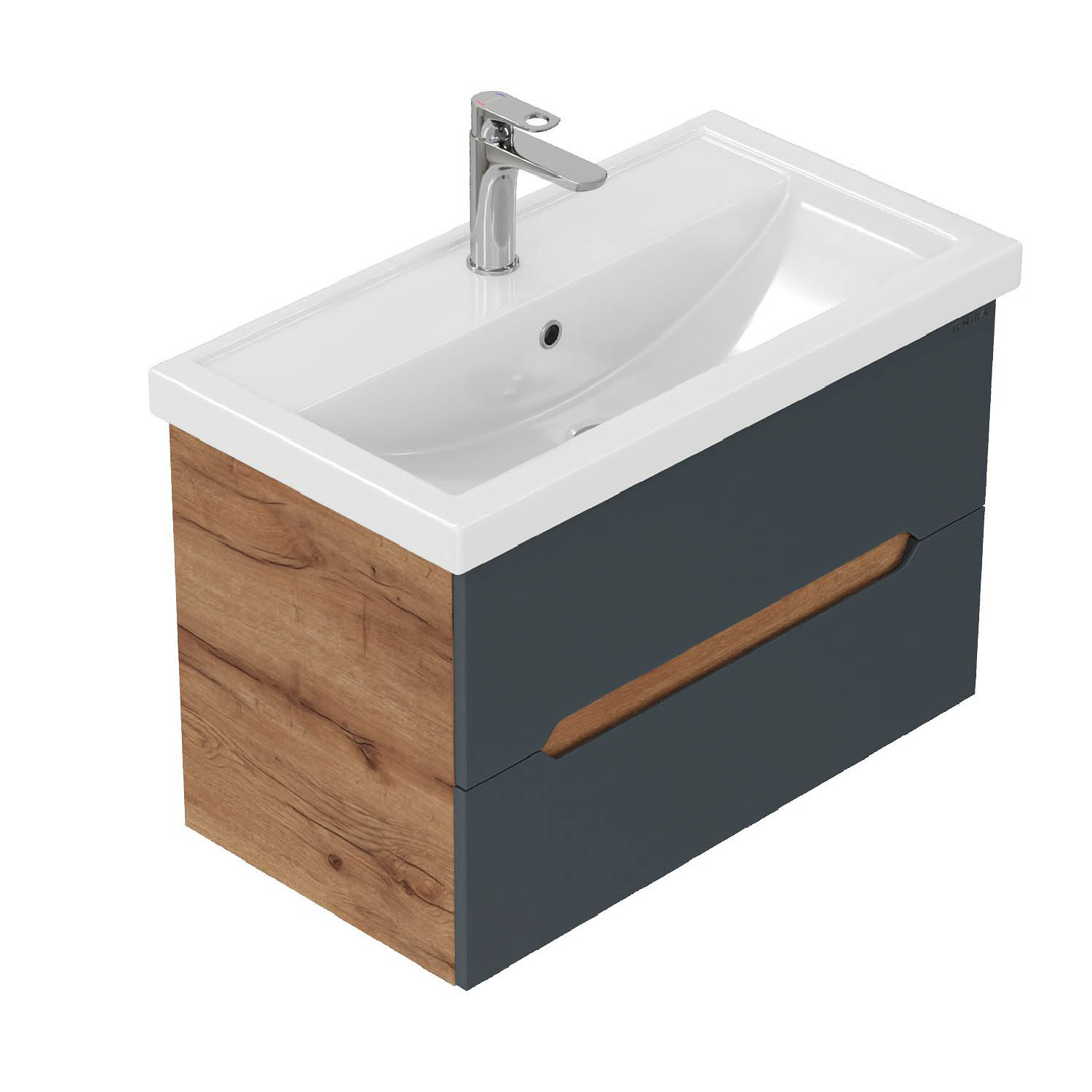 Тумба под раковину Оника Айленд 70, подвесная, цвет графит / дуб крафт золотой - фото 1