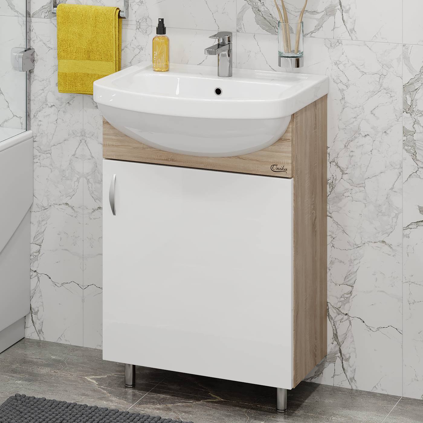 Мебель для ванной Оника Эко 52, напольная, цвет белый / дуб сонома - фото 1