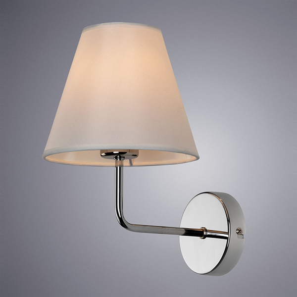 Бра Arte Lamp Elba A2581AP-1CC, арматура хром, плафон ткань белая, 18х23 см - фото 1