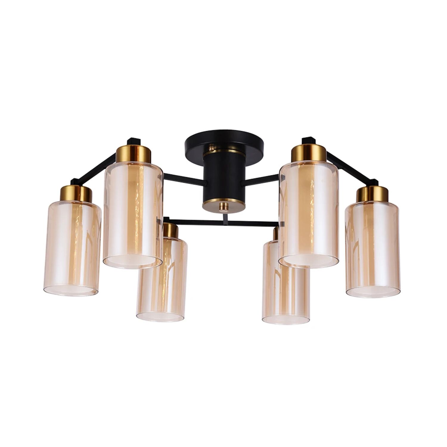 Потолочная люстра Arte Lamp Leo A7027PL-6BK, арматура черный, плафон стекло янтарное