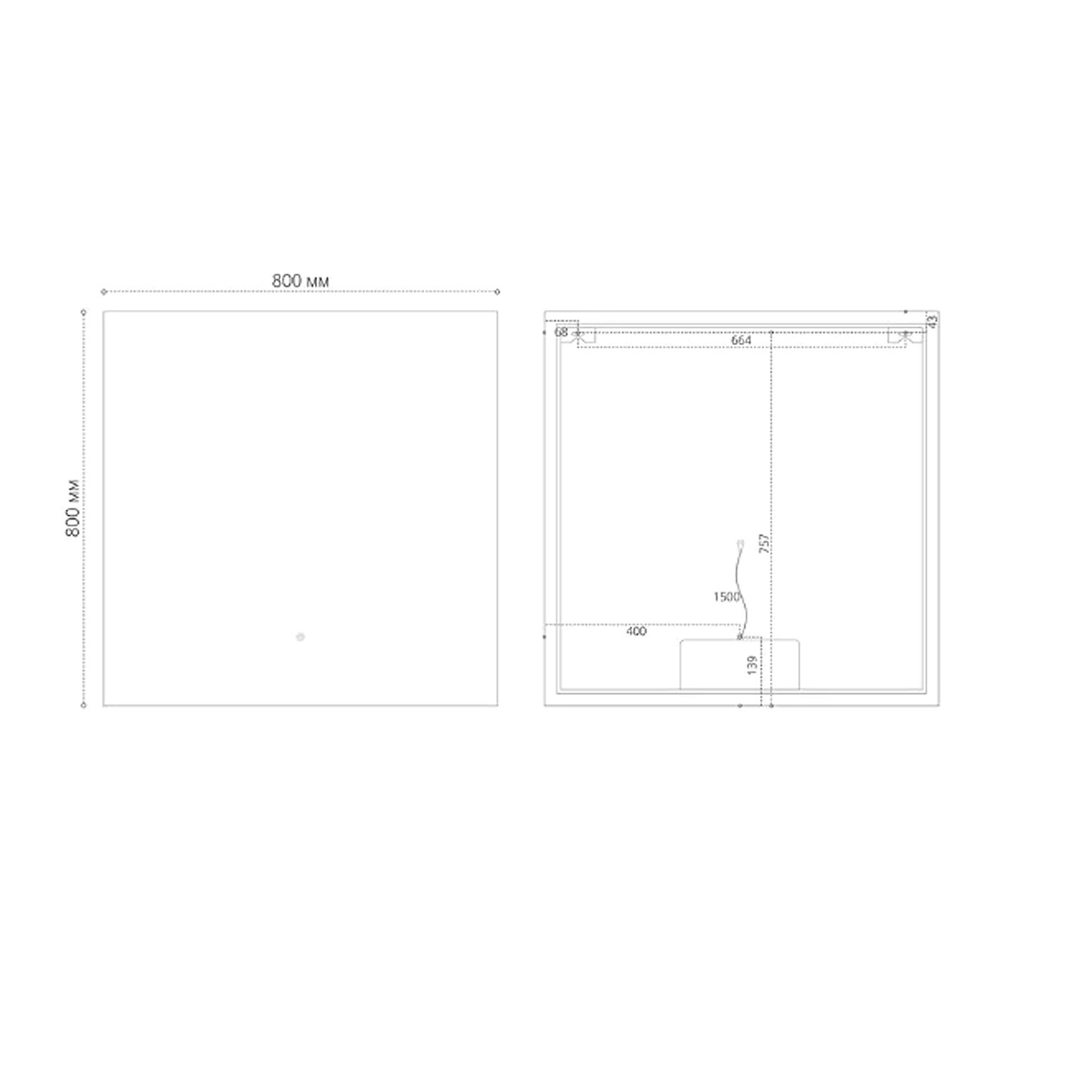 Зеркало Grossman Pragma Norma Black 80x80, с подсветкой, диммером и функцией антизапотевания, цвет черный - фото 1