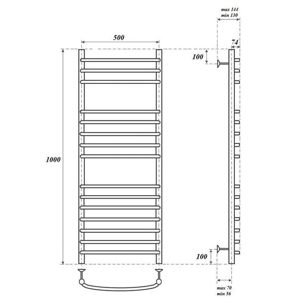 Полотенцесушитель Point П15 50x100 электрический, цвет хром