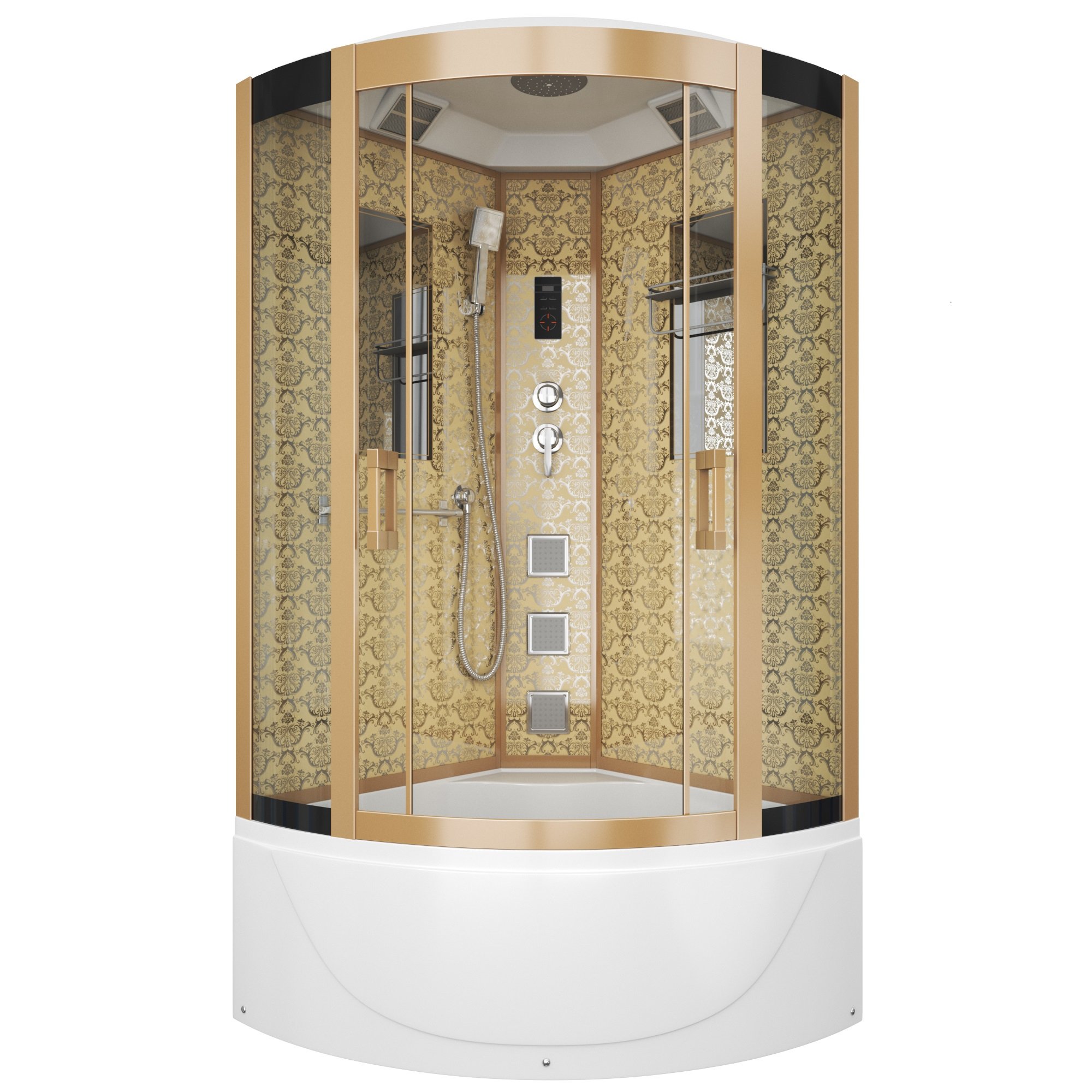 Душевая кабина Niagara Luxe NG-7790G 90x90, стекло прозрачное, профиль золото, с крышей, с гидромассажем, с пультом управления - фото 1