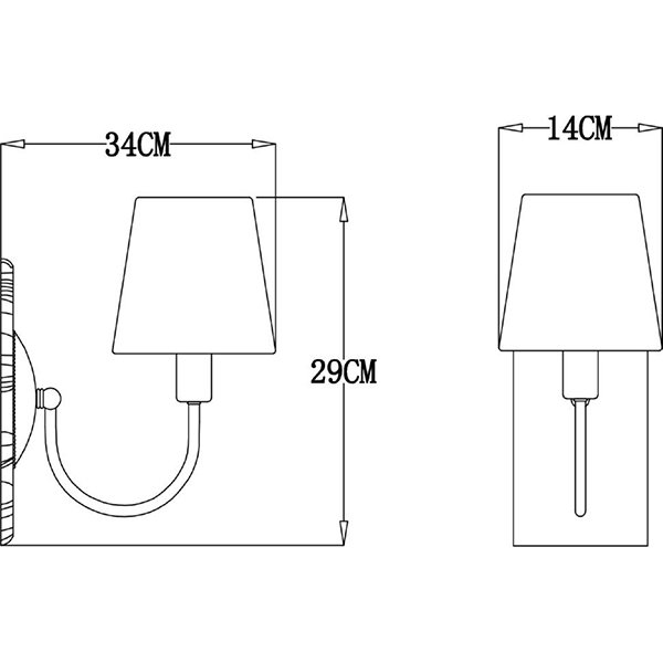 Бра Arte Lamp Gracie A7301AP-1PB, арматура медь, плафон ткань белая, 14х34 см - фото 1