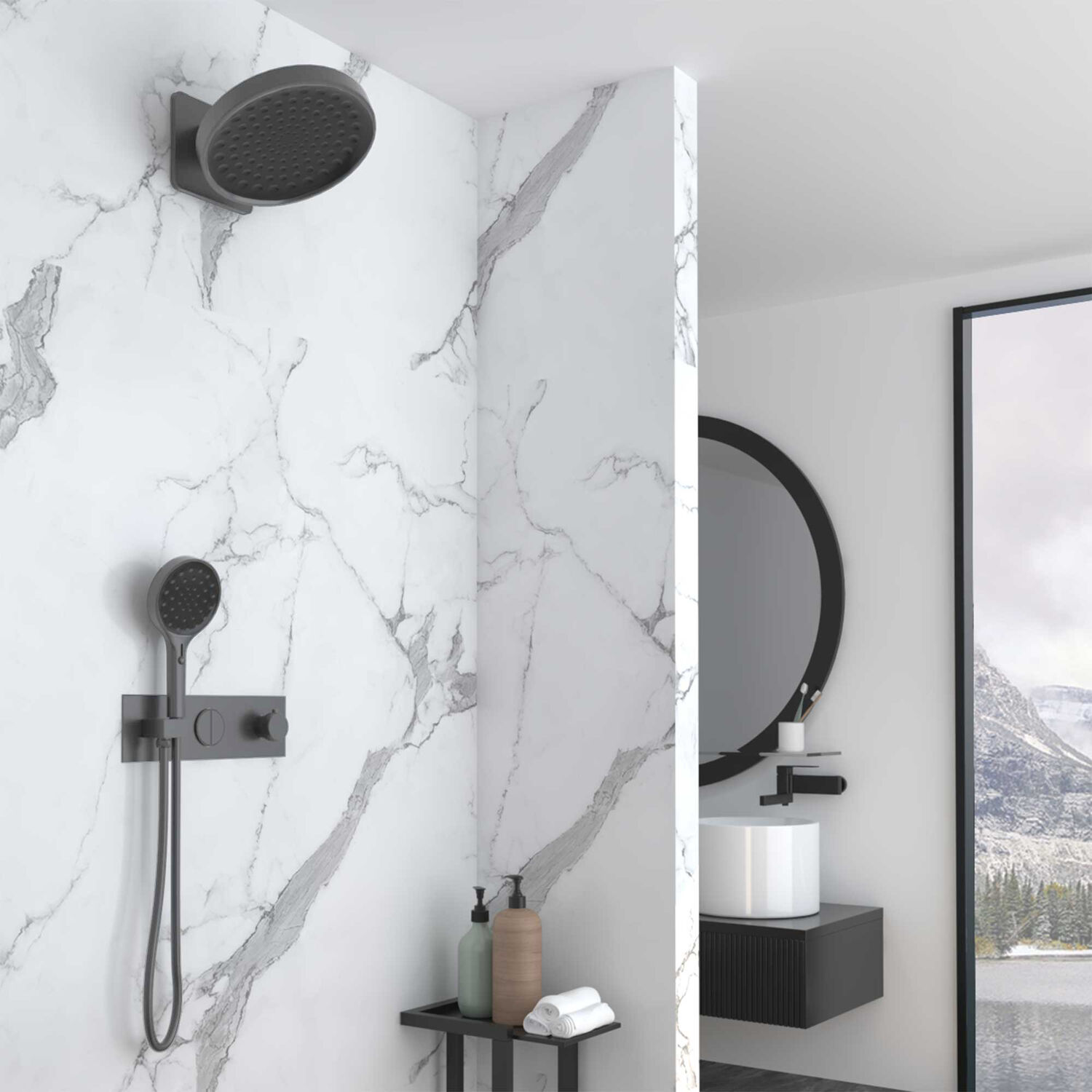 Душевой комплект Vincea VSFW-422TI3GM, встраиваемый, цвет вороненая сталь - фото 1