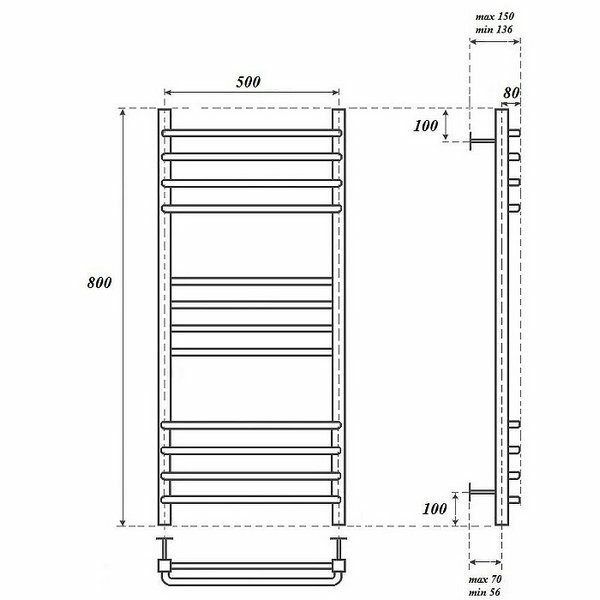 Полотенцесушитель Point П12 50x80 водяной, цвет хром - фото 1