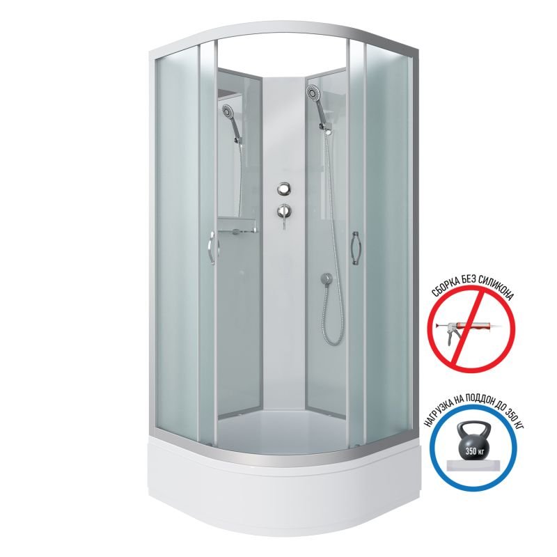 Душевая кабина Niagara Classic NG-3302-14BK 100x100, стекло матовое, профиль серебро, без крыши - фото 1