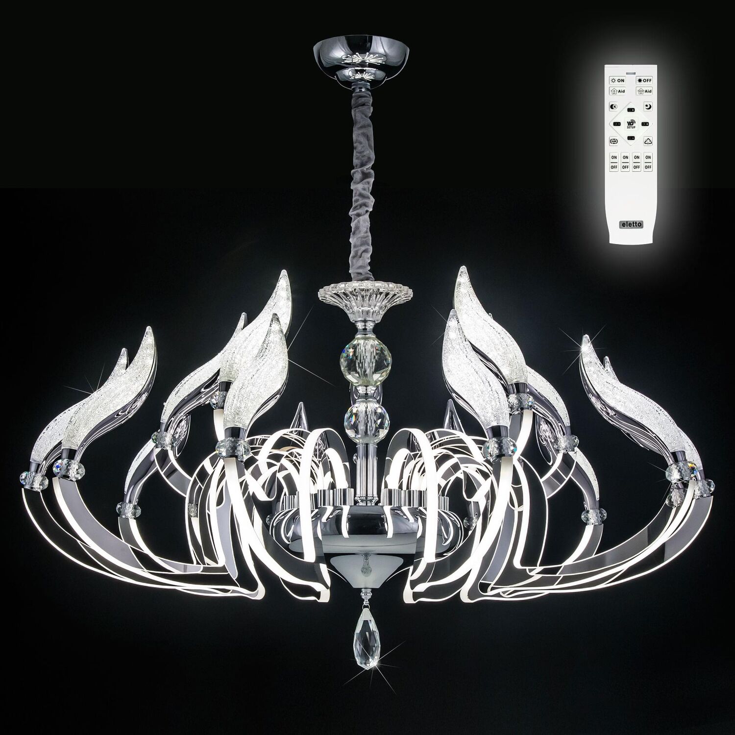 Подвесная люстра Citilux Diva EL339P12, арматура хром, плафоны акрил белый