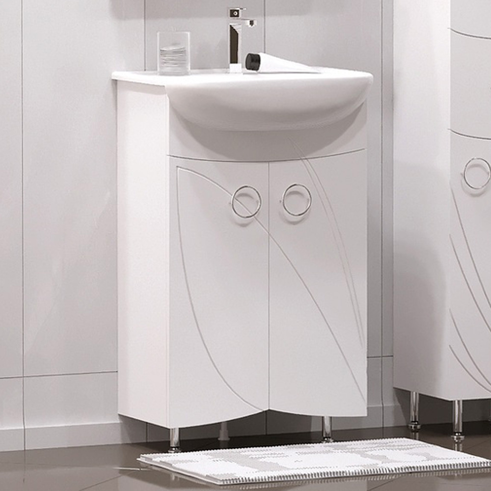 Тумба под раковину Corozo Ультра Флора 55, цвет белый