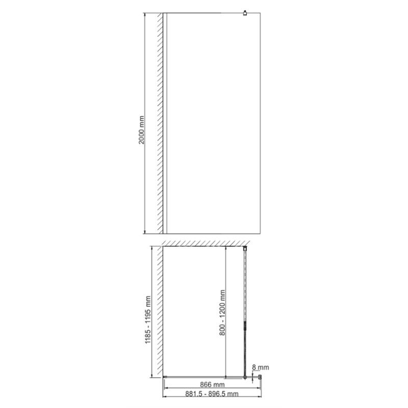 Душевая перегородка WasserKRAFT Rossel 28W39 90х200, стекло прозрачное, профиль хром - фото 1