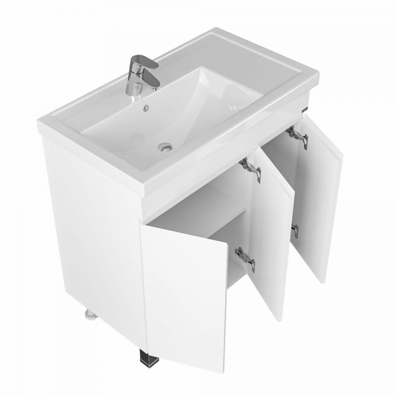 Тумба под раковину Санта Марс 80 напольная, с 3 дверцами, цвет белый - фото 1