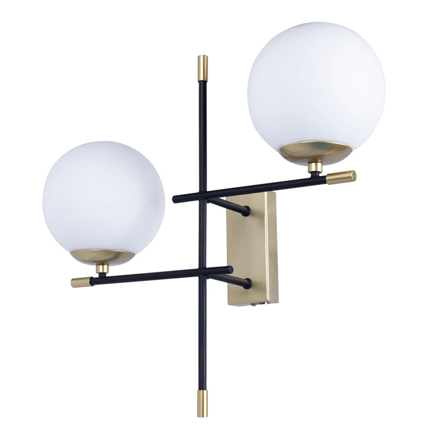 Бра Arte Lamp Arkab A2225AP-2BK, арматура черный, плафон стекло белое