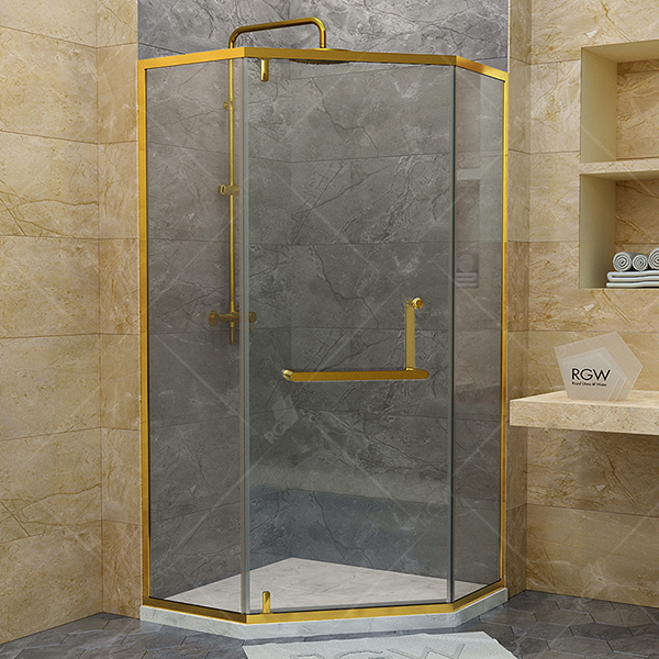 Душевой уголок RGW Hotel HO-084G 100x100, стекло прозрачное, профиль золото, с полотенцедержателем