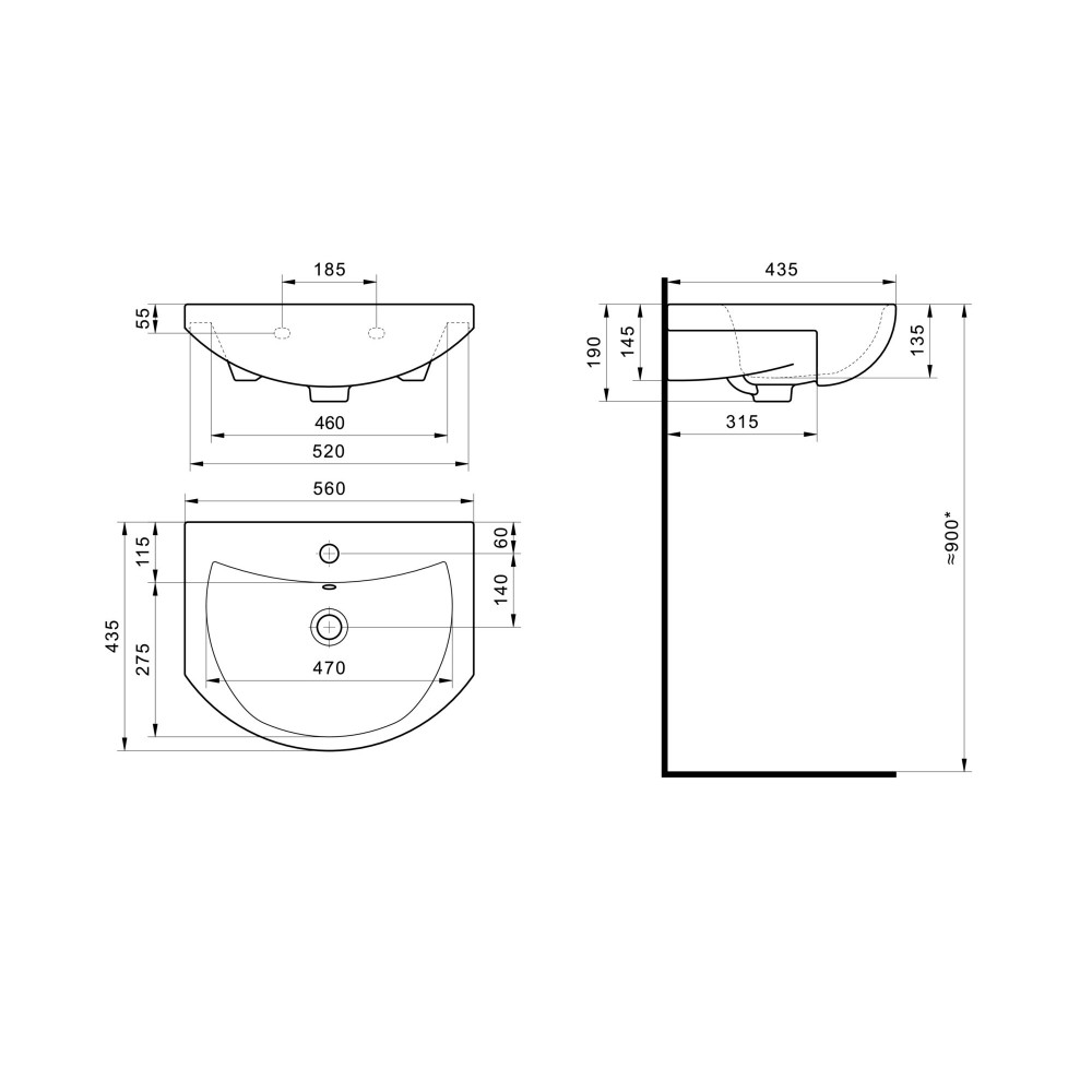 Мебель для ванной Оника Лига 55, цвет белый