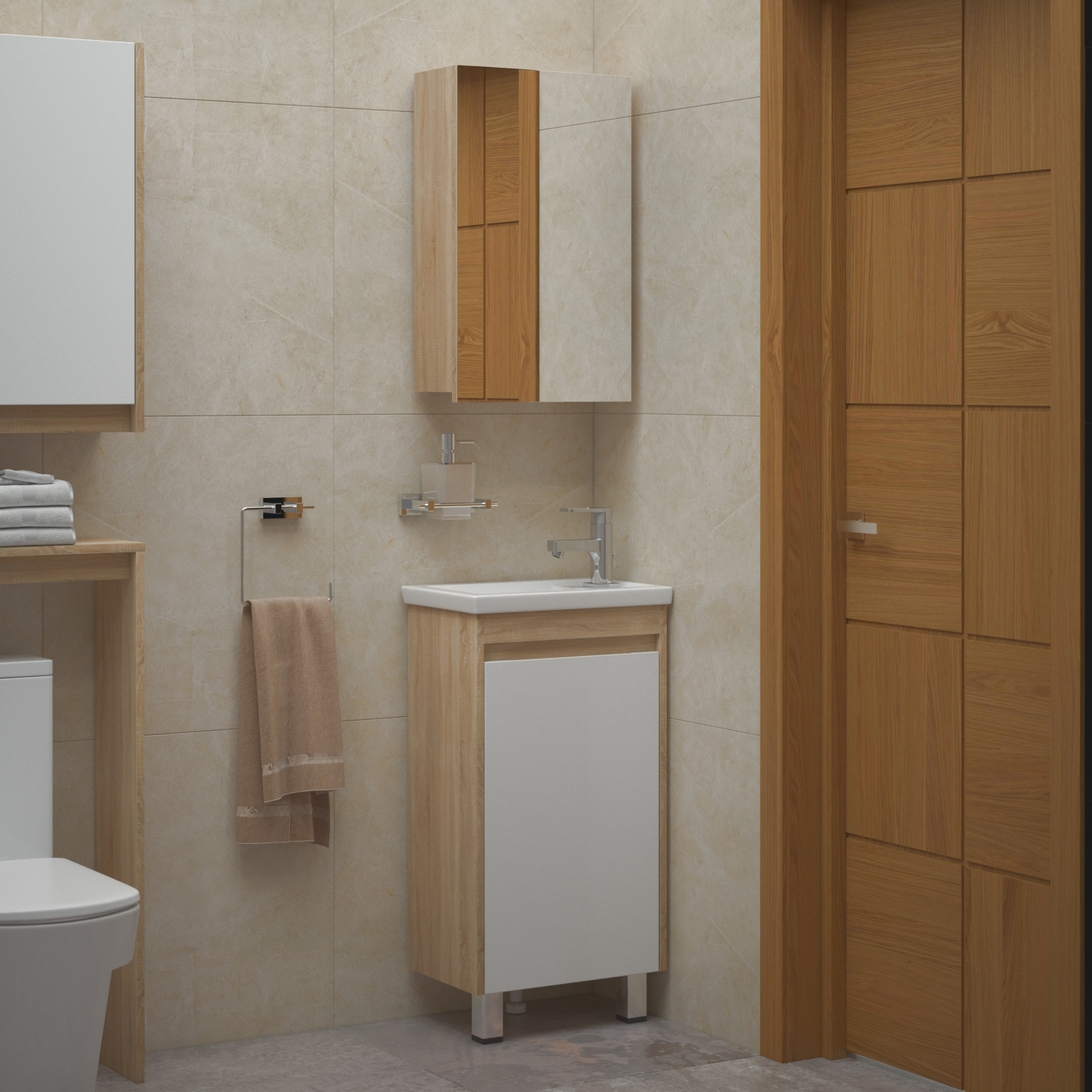 Мебель для ванной Corozo Остин 45, цвет дуб сонома - фото 1