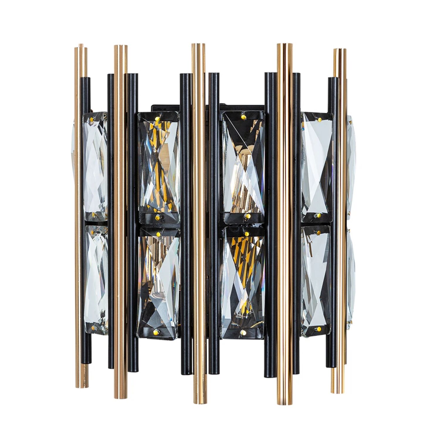 Настенный светильник Arte Lamp Alruba A1043AP-2BK, арматура черная, плафон хрусталь прозрачный