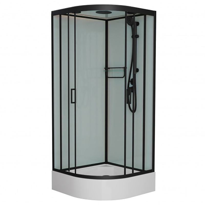 Душевая кабина Frank F409/1 Black 90x90, с полотенцедержателем, стекло прозрачное, профиль черный