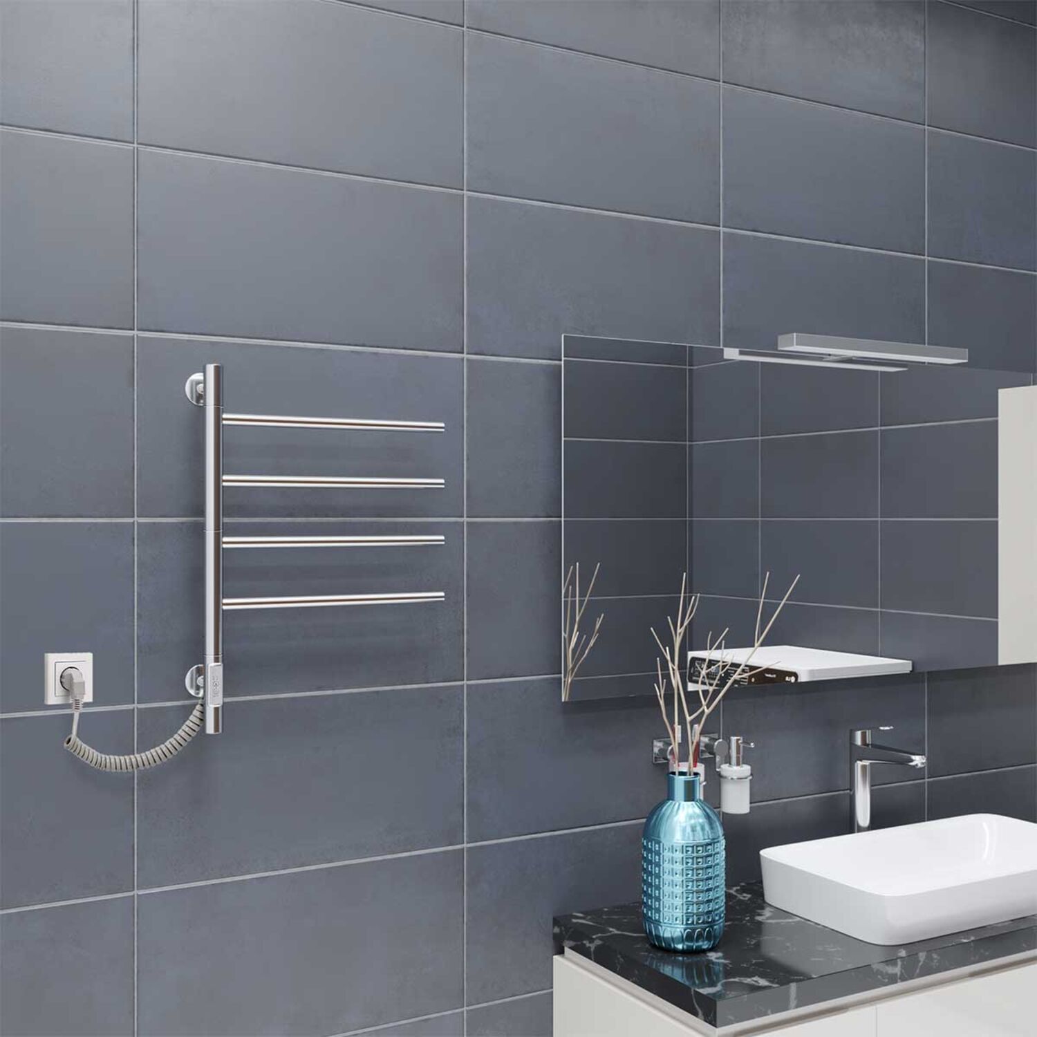 Полотенцесушитель Vincea VTD-1S1CE 43x60 электрический, цвет хром - фото 1